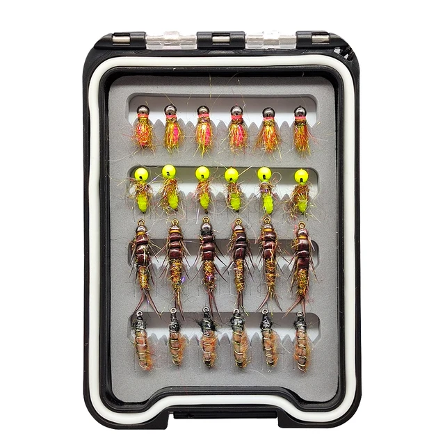 24pcs Fly Fishing Flies Fishing Flies Wet Flies Assortment + Fly Box for 