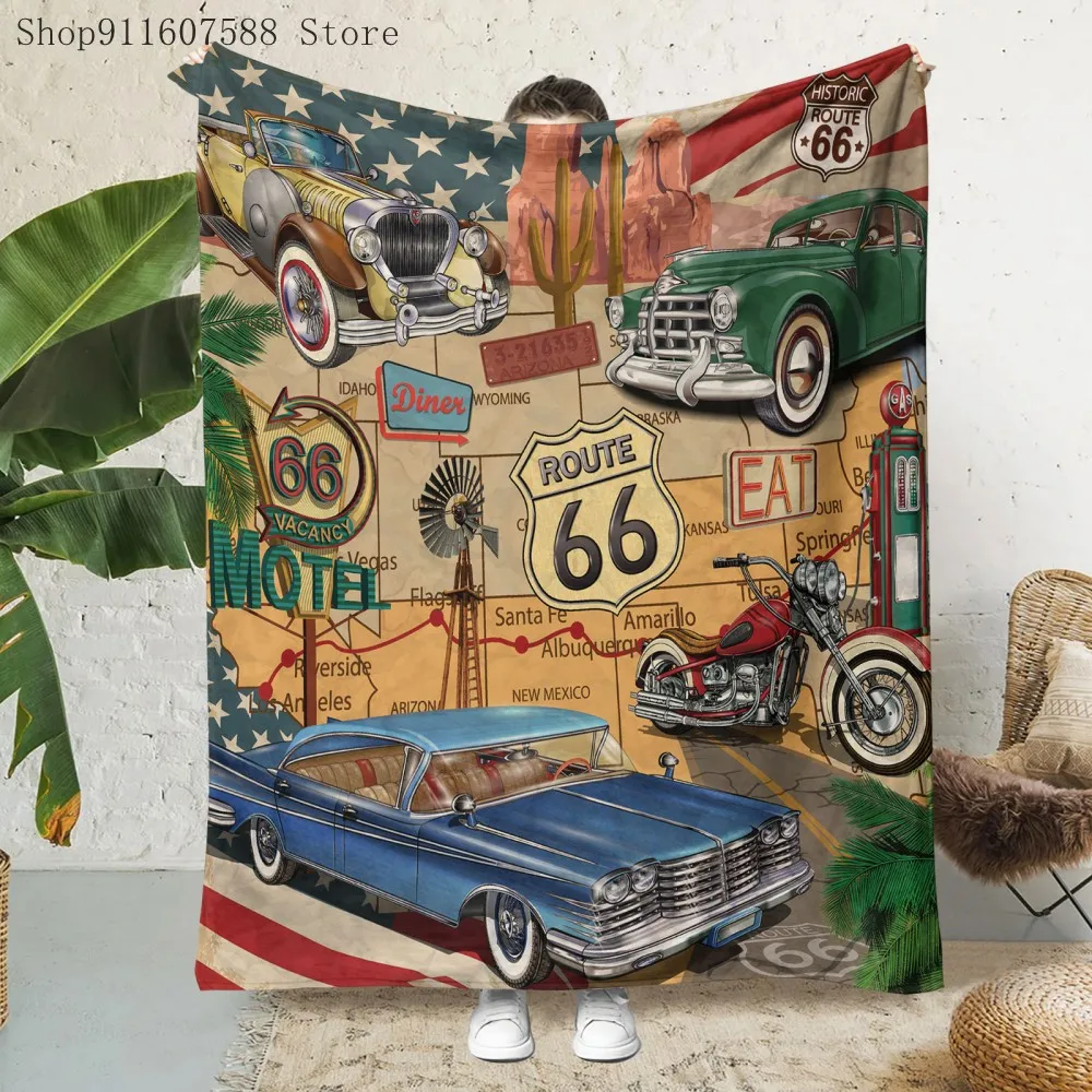 American Route 66 Motorcycles Car Flannel Throw Blankets Soft Blanket for  Home Bedroom Bed Sofa Nap Shawl Cover Blanket Kids - AliExpress