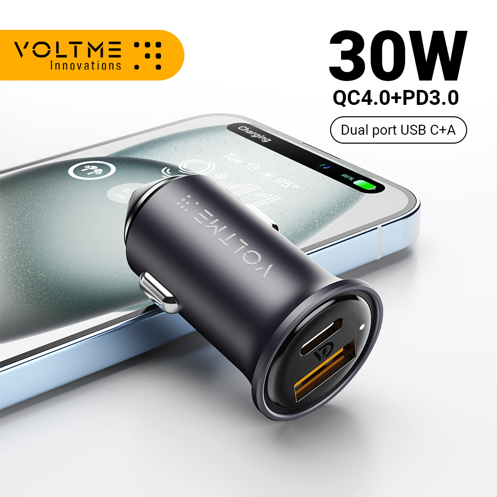  VOLTME Car Charger USB 30W Car Fast Charging Type C Quick Charge Phone Charger Adapter for iPhone Xiaomi Samsung PD 3.0 Charger 