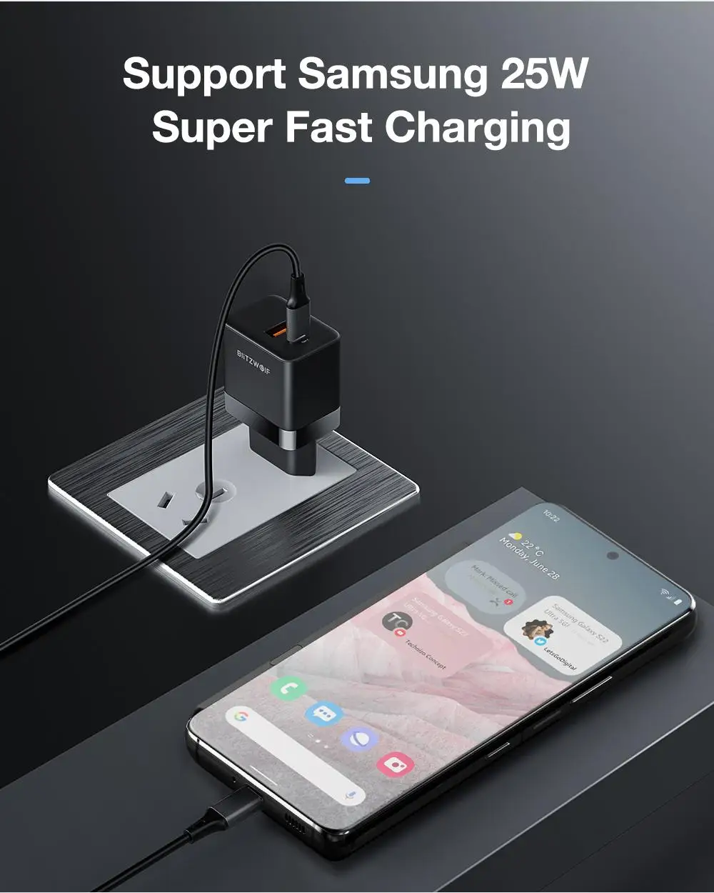 BlitzWolf BW-S21 Mini 35W GaN Wall Charger description image 5
