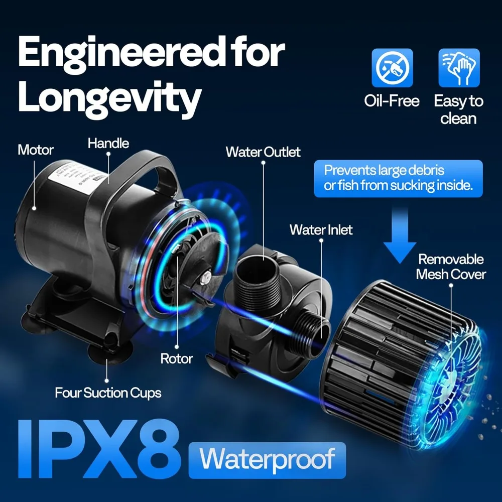 620W 9000GPH Submersible Water Pump for Koi Pond Pool Waterfall Fountains Fish Tank Aquarium Hydroponic