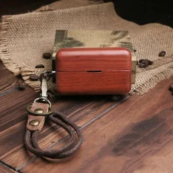 Premium Solid Wood Earphone Protection Case with Lanyard for Sony wf1000xm4 (Rosewood Lanyard)