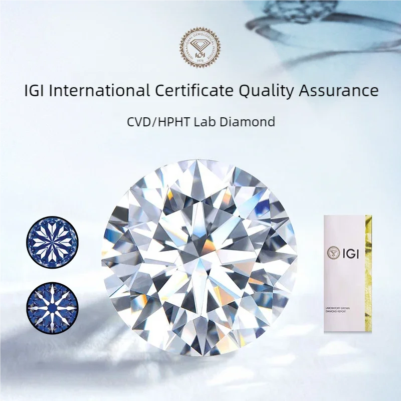 CxsJeremy Loose Diamond 0.5-2ct DEF VS-VVS 3EX CVD HPHT Lab Grown Diamond Round Cut IGI Certificate