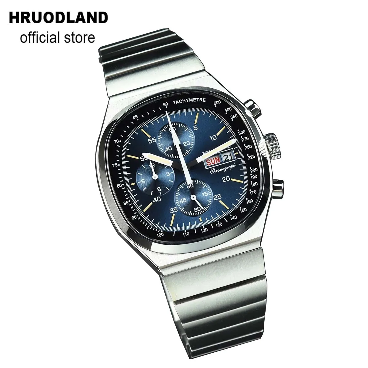 

Hruodland 2024 New Quartz Chronograph Men Watches Sapphire Glass Blue Black Stainless Steel Fashion Waterproof Watches for men