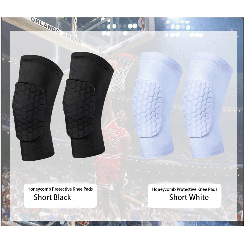 AERFEY 2PC Honeycomb Basketball Knee Pads Sport Volleyball Football Safety Training Knee Support Protector Brace Compression Leg