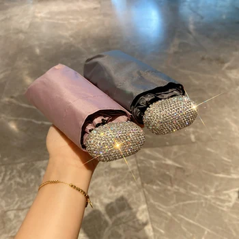 반짝이는 모조 다이아몬드 자외선 차단 미니 캡슐 우산, 작은 포켓 자외선 차단 자외선 차단 차양