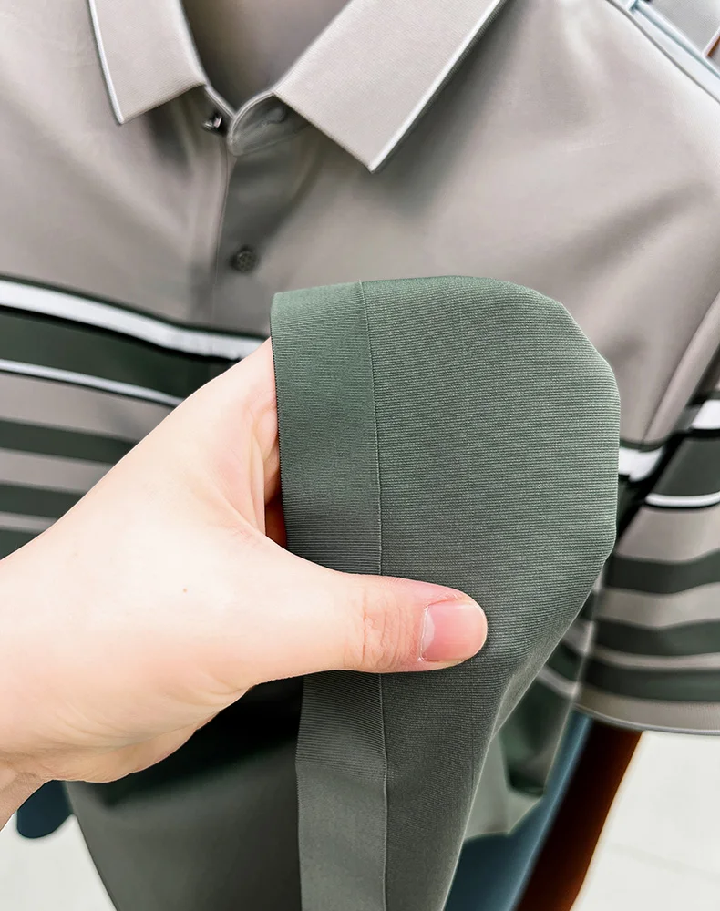 Advanced letter decal men short sleeve T-shirt light luxury brand fashion striped color blocked summer breathable new polo shirt 23 S757135b4b80d489f9431cf9feb76bd53O