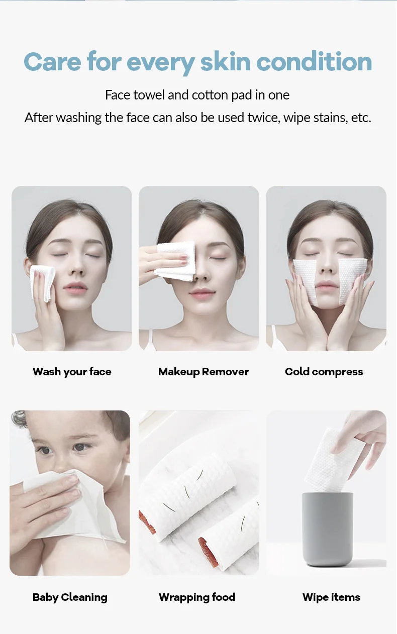 Description Picture 5 of item1Roll Cotton Disposable Face Towels Baby Facecloth Make up Wipes Bathroom Dry Wet Skincare Facial Tissue Napkin Washable Towel