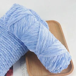 Luxurious Chenille Soft Velvet Yarn for Knitting and Crochet Projects (Baby blue)