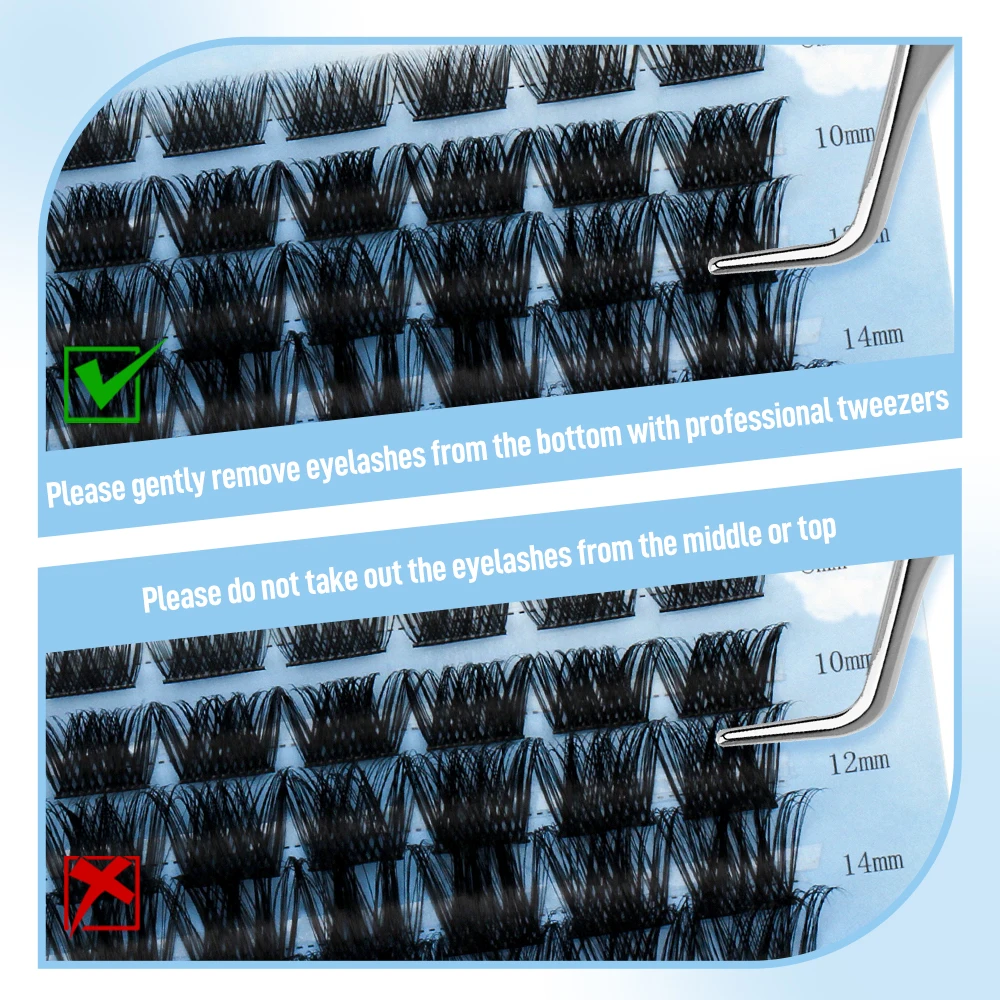 Gemerry DIY Cluster-Wimpernverlängerung, individueller Fuchs-Augeneffekt, segmentierte Wimpern, vorgefertigte Volumenfächer, Wimpern, Make-up-Zubehör – Detail 12