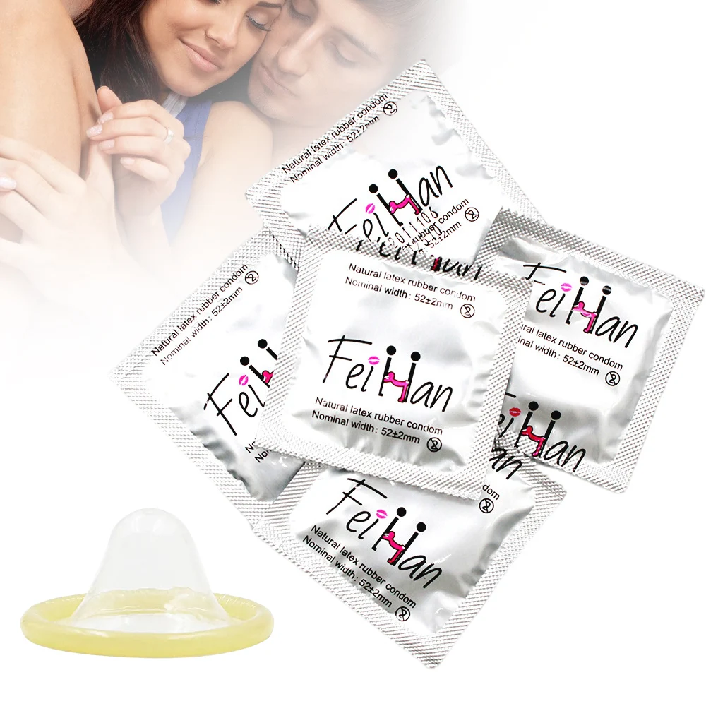 Hyaluronic Acid Condom Smooth Natural Latex Cock Penis Sleeve Ultra Thin Sensitively Natural Feel Sex Toys for Couples Sexshop