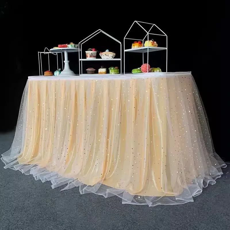 Tulle Gold Table Skirts Tutu Table Skirt Wedding Birthday Party Tulle Skirt Decoration tablecloth