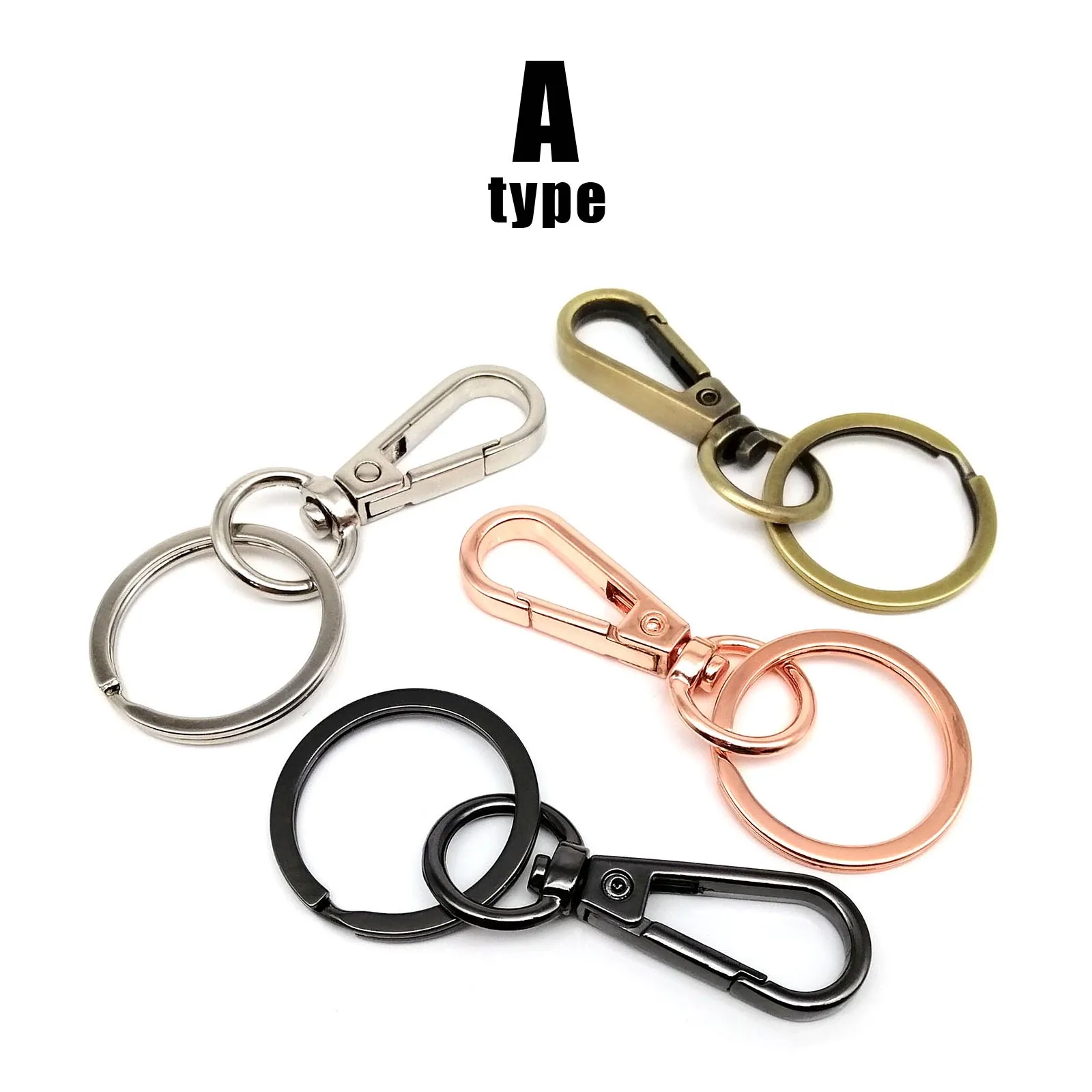 5pcs High Quanlity Swivel Lobster Keychain Car Key Ring Keyring Clasp Clip  Trigger Buckle Snap Hook with Split Ring 7 color
