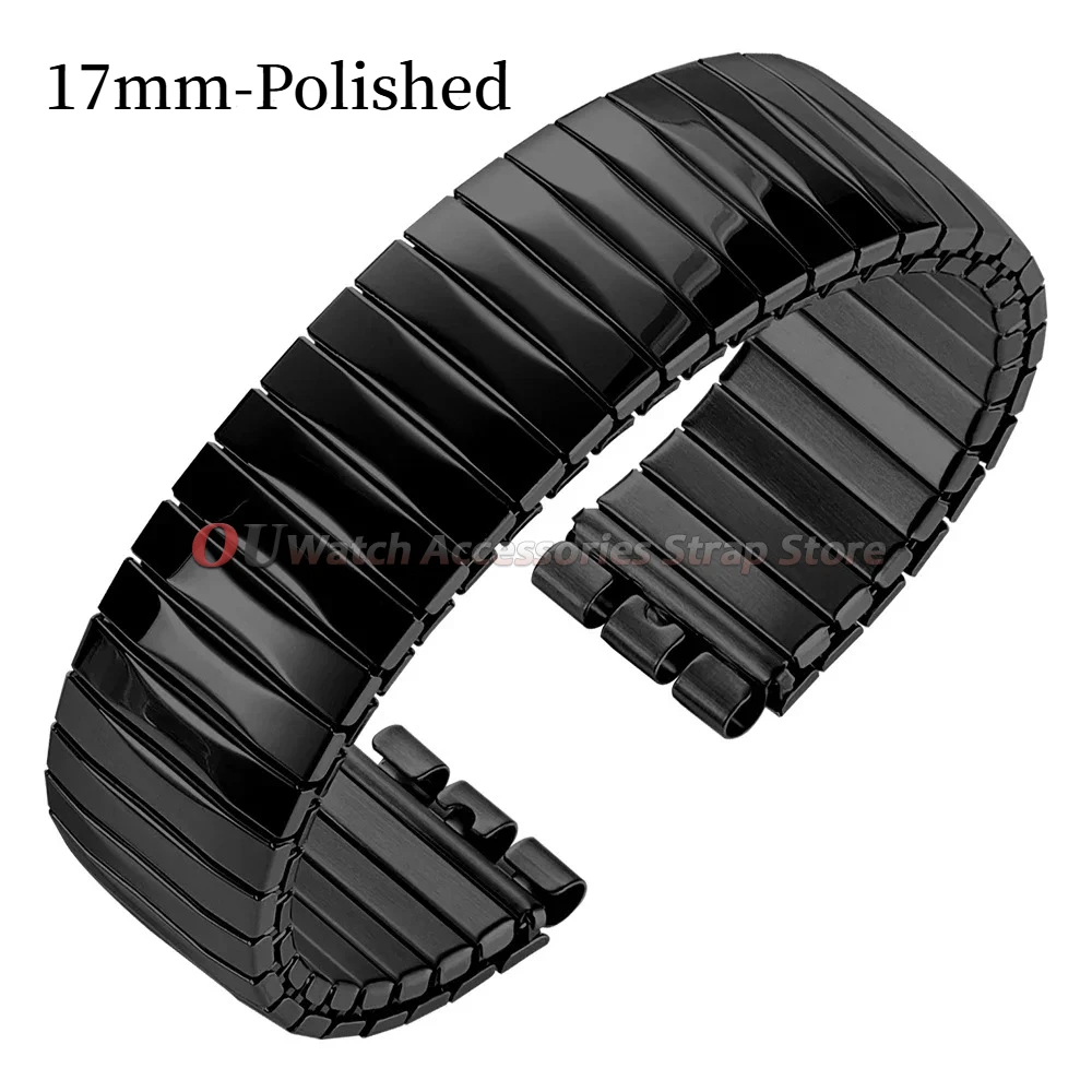 Polished Matte Elastic Stainless Steel Watch Strap - Men's Wristband Accessory