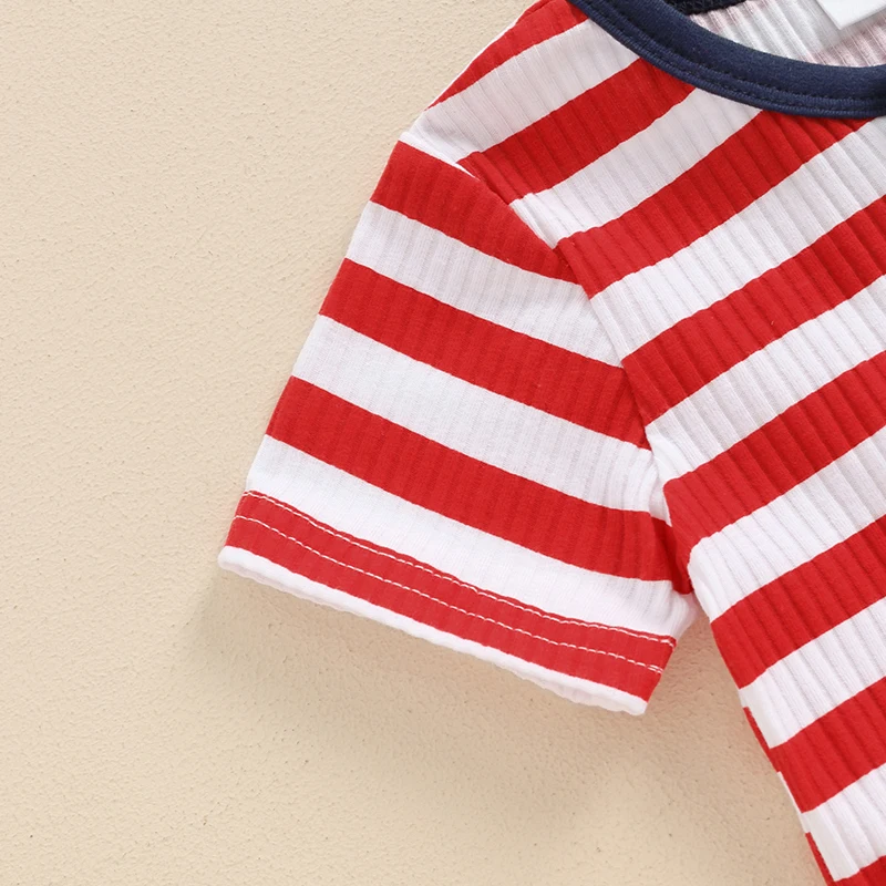 

Baby Boy Independence Day Set Striped Round Neck Short Sleeve Tops Elastic Waist Star Print Shorts Toddler 4th of July Outfits