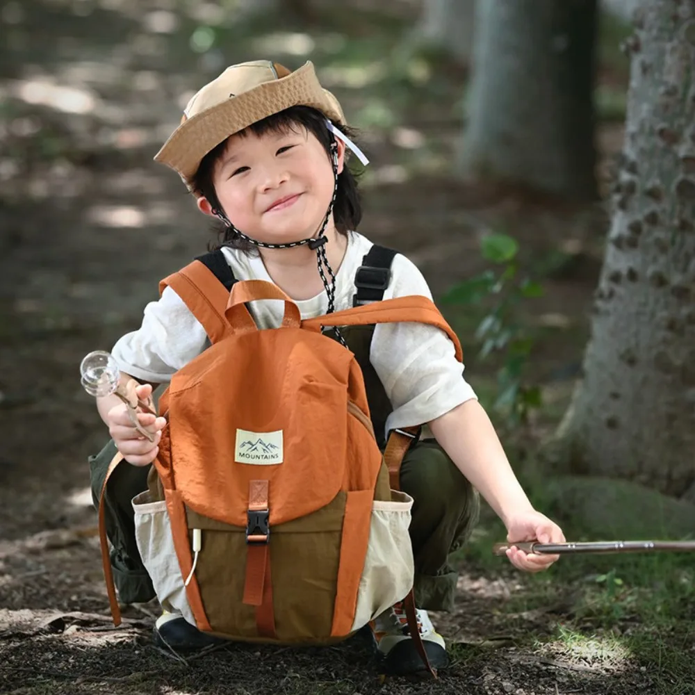 Stylish Lightweight Kids Backpack Quick Dry Nylon Trendy Flap Bag Waterproof Contrast Color Schoolbag For School Outdoor Hiking 5