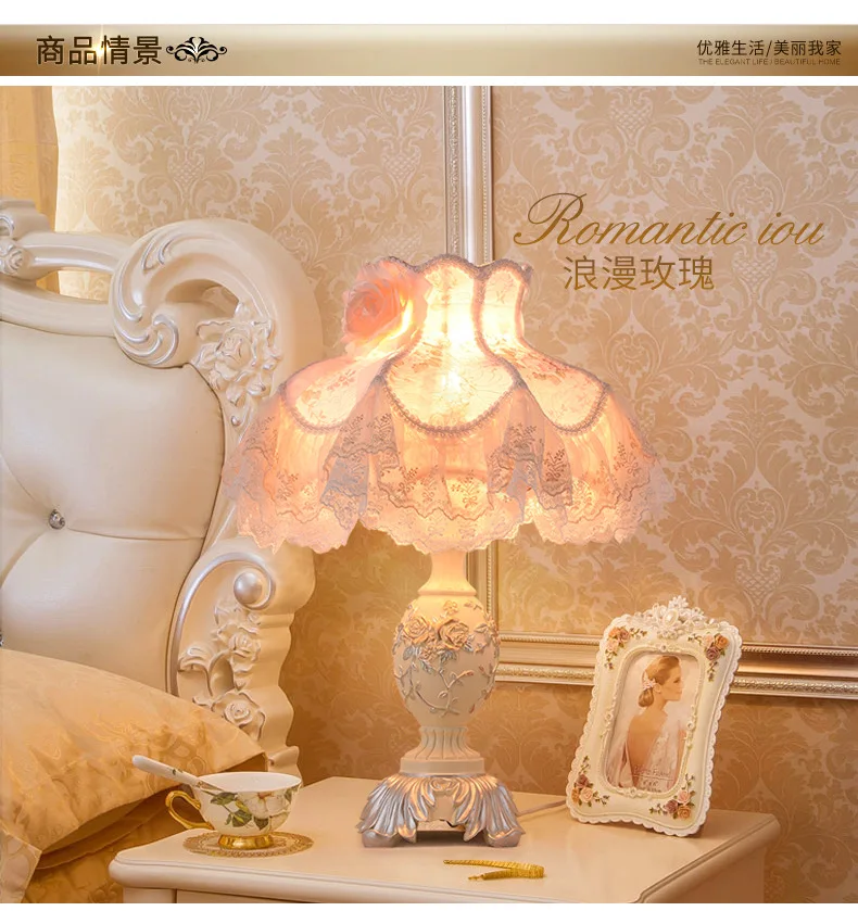 Lampe de Table rétro en résine, Style européen, créatif, mignon, princesse, chambre à coucher, classique, luxe