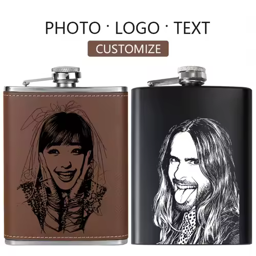 פלאסק נירוסטה מעוצב 227 מ"ל | מתאים לחריטה ומיתוג אישי