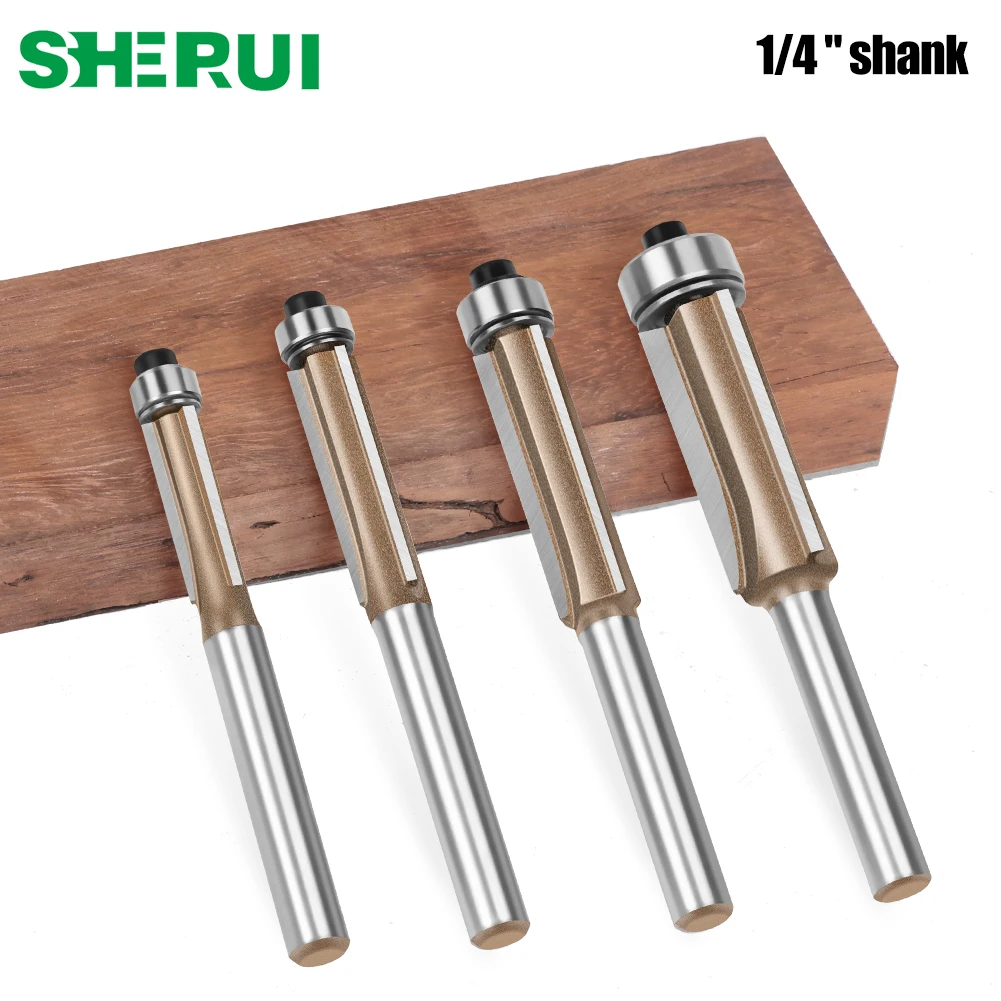 

6mm 1/4in Shank Z3 Flush Trim Router Bit With Bearing 3Flute Pattern Wood Router Bits Woodworking Milling Cutter Tool