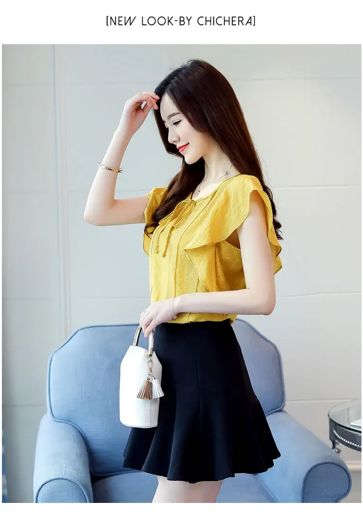 Female O-Neck Bow Lacing Hollow Out Solid Blouse Loose Oversize Flying Sleeve Patchwork Chiffon Shirt Women's Summer Clothing