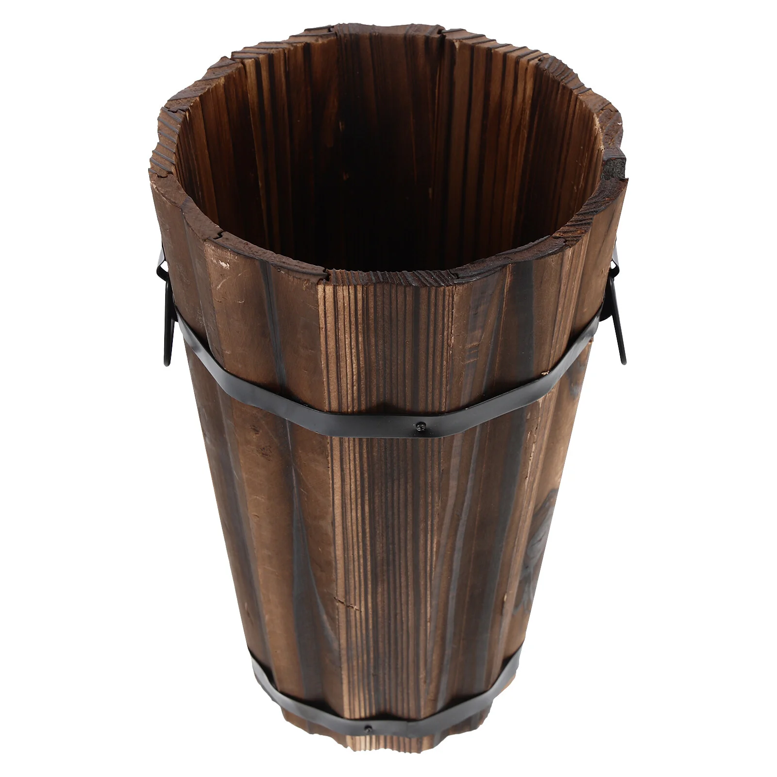 Wooden Flower Pot Practical Flowerpot Bucket Live Succulents Plants Creative Planter Carbonized Bonsai