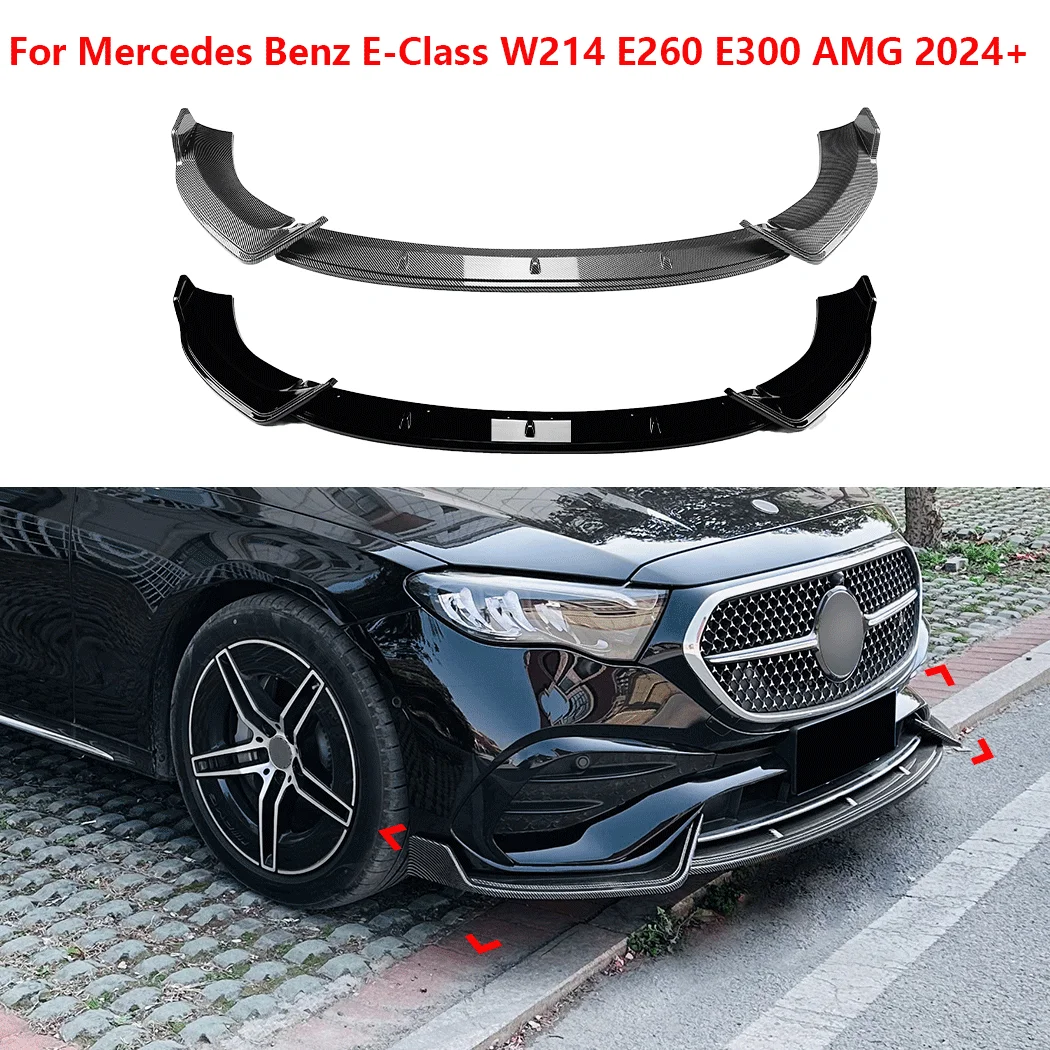 

For Mercedes Benz E-Class W214 E260 E300 AMG 2024+ Three Stage Front Bumper Front Shovel Diffuser Splitter Guard Modification