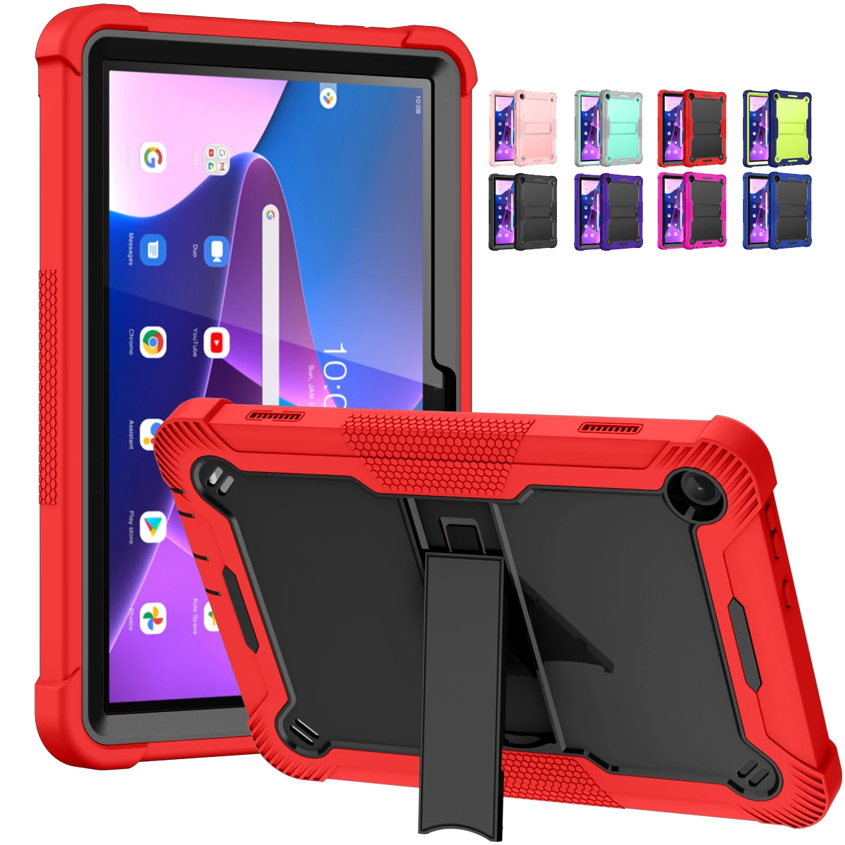 

Stand Case For Lenovo Tab M10 3rd Gen 2022 10.1 inch TB-328FU Tab M10 Plus 3rd Gen TB-125FU X306F X606F Shockproof Cover PC+TPU