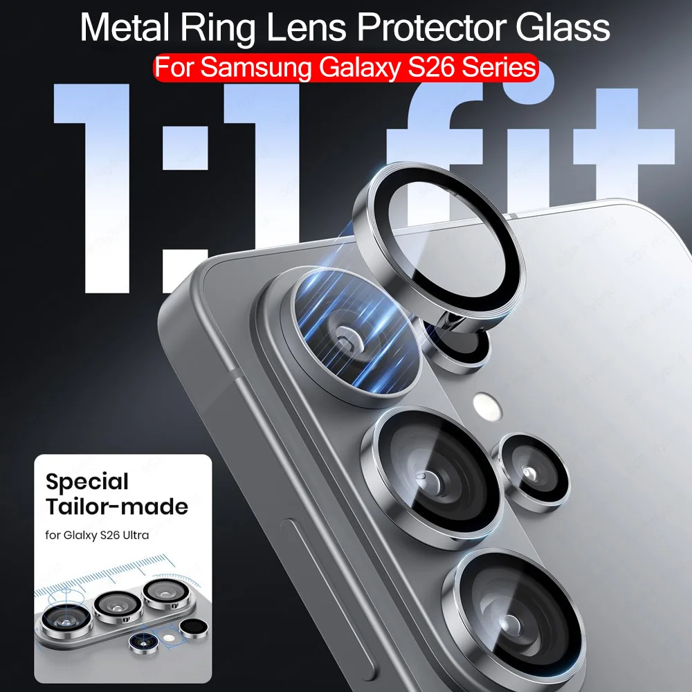 Ultra HD Anti-Scratch Tempered Glass Camera Lens Protector with Aluminum Ring