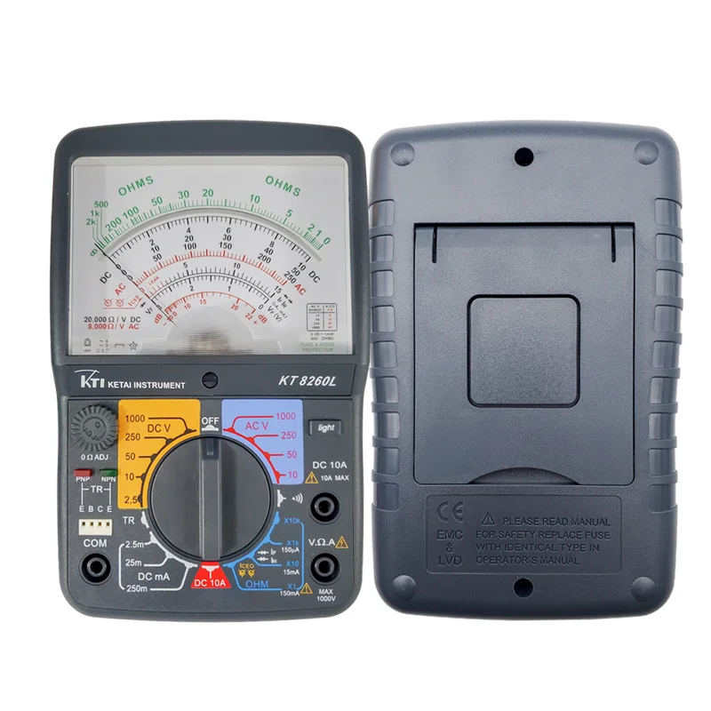Description Picture 4 of itemKTI Backlight Pointer Multi Meter AC DC Voltage 1000V Analog Multimeter KT8260L Professionele with Bag Tester Multimeters Sale