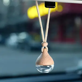 Flacone Vuoto in Vetro per Profumo Auto con Tappo in Legno, Diffusore Ricaricabile per Oli Essenziali, Accessori Auto