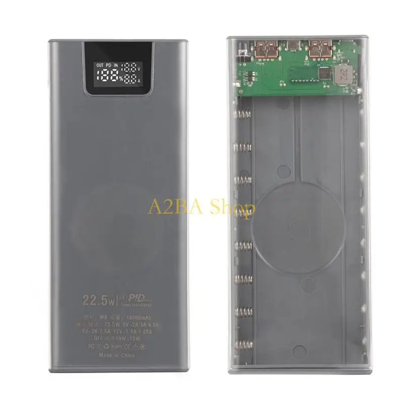 A2BA 8x18650 Shells Outer Cover Mobile Case DIY Shells Storage Box 22.5W Quick Charging Version Case