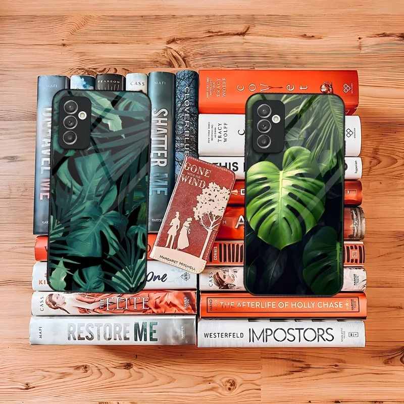 Leaves Monstera Green Phone Case Per Samsung S20 S30 S21 S32 S23 S8 S9 S10E Note 20 10 Pro Ultra Plus Glass Luxury Cover
