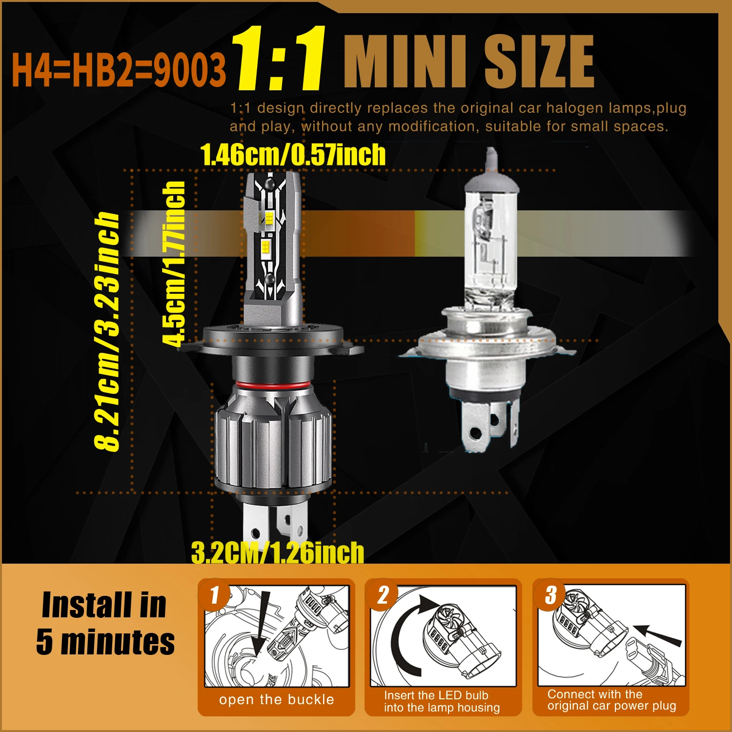 2pcs H4 Led 헤드 라이트 Canbus HB2 9003 자동차 전구 높은 전력 백색광 다이오드 램프 12v 55w 현대 i20 i10 Getz Accent Creta