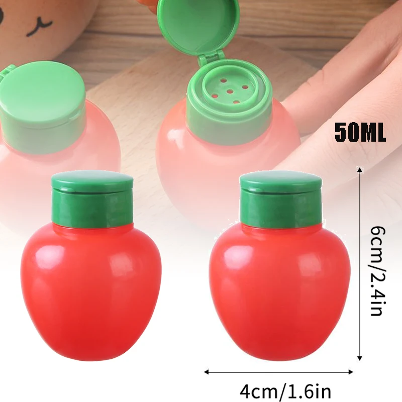 4pcs 50ML Mini Plastic Spice Jar Seasoning Jar Ajinomoto Dispenser Reusable Kitchen Salt Pepper Seasoning Bottle Bento Decor