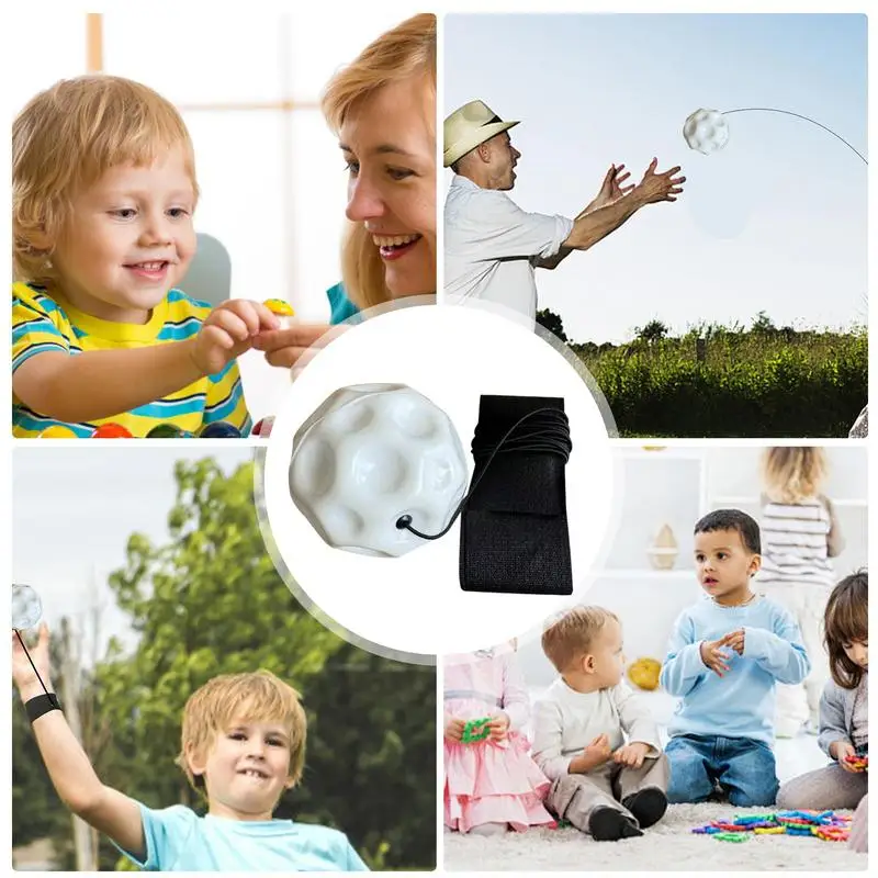 Wrist Return Ball Glowing Rubber Rebound Bouncy Ball With Wrist Strap And String Portable Wristband Toy For Kids Adults wrist return ball