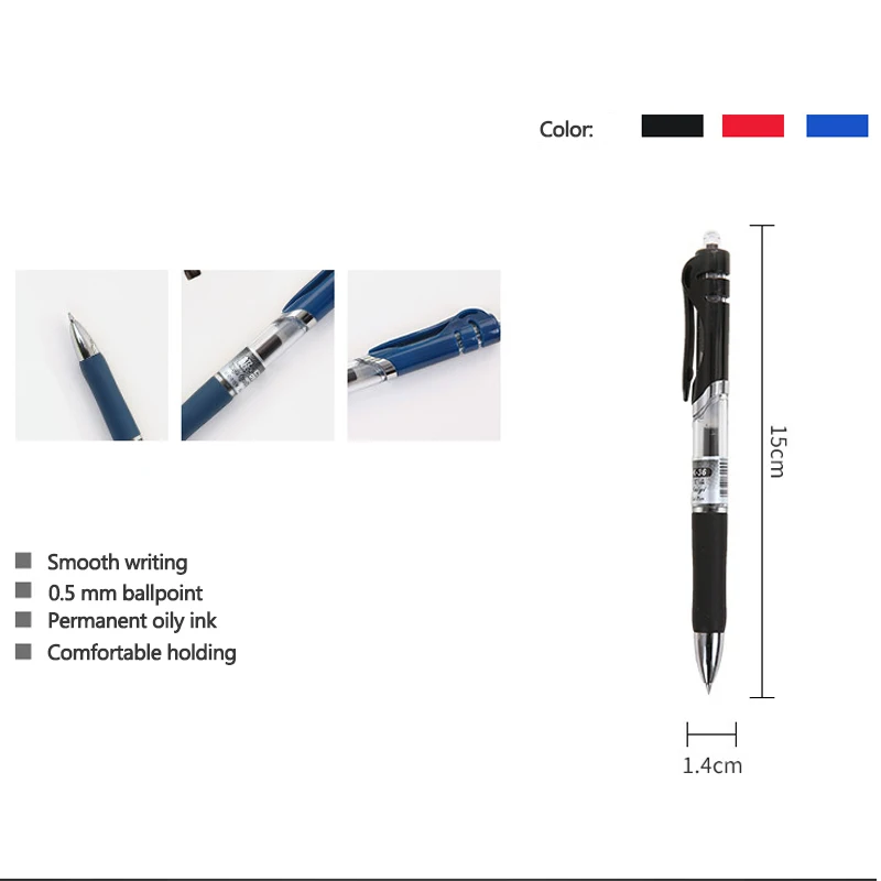 Retractable Ballpoint Pen Large Capacity 0.5mm Gel Pens Black/Red/Blue Replaceable Refill 25pcs/Set School Stationery Supplies ballpoint pen