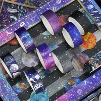 19 pcs/set Fantasy Galaxy Universe Planet Gold Silver Plated Washi Tapes Set Scrapbooking Diy Journal Masking Tape Deco Gift 2