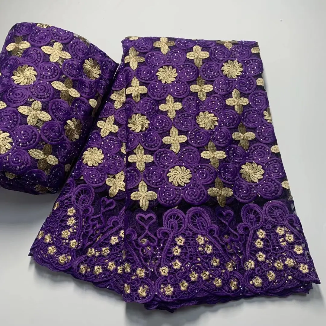 2022 High Quality African Lace Fabric With Stones African Embroidery Guipure Lace Fabric For Nigerian Net Lace Women Dress 