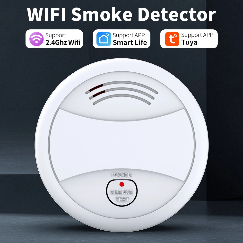Tuya WiFi Smoke Alarm Fire Protection Smoke Detector Fire Alarm Home Security System Firefighters Sensor