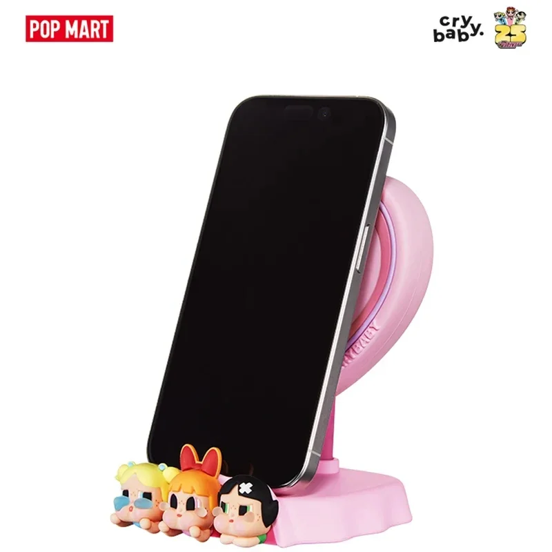 

POP MART CRYBABY X The Powerpuff Girls Series Mobile Phone Holder Trend Around Mystery Box Desktop Ornaments