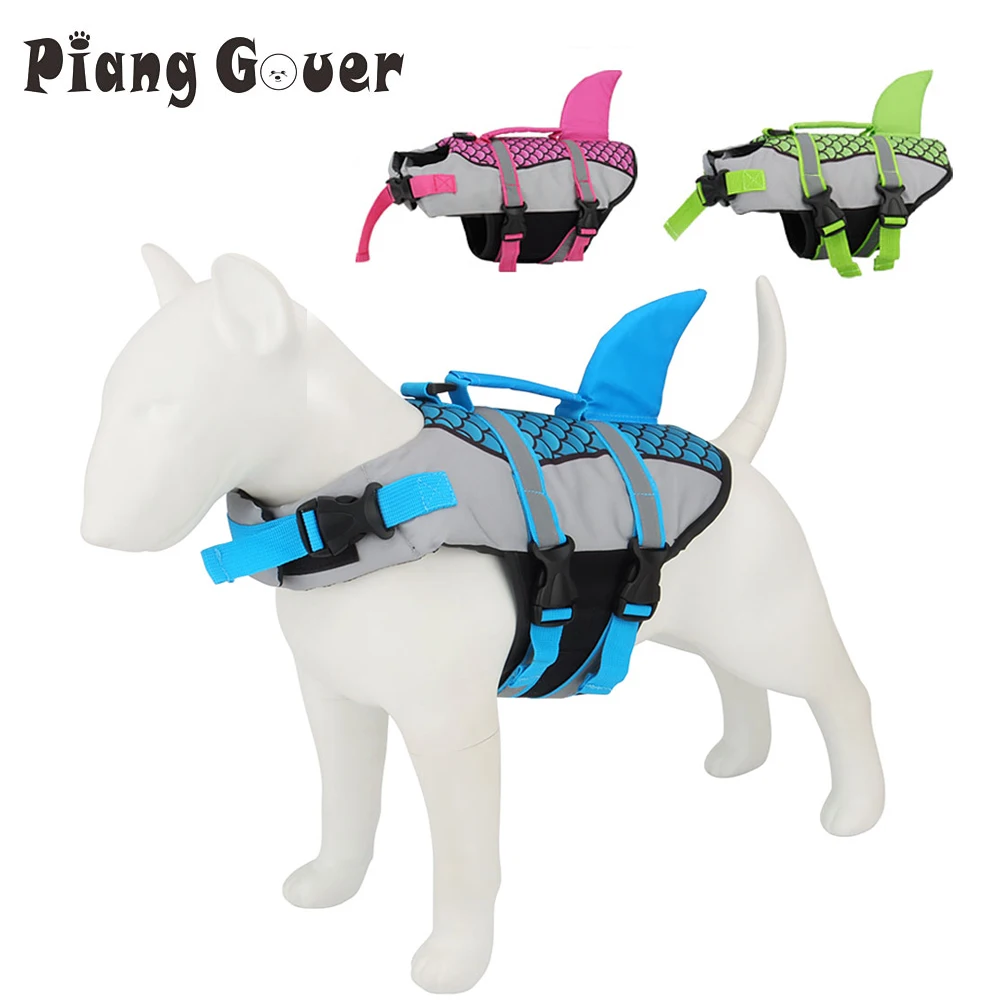 Waagen Hai Schwimmen Hund Kleidung Haustier Schwimmweste Weste Geschirr Haustier Schwimmen Sommer Bademode_voghion.com
