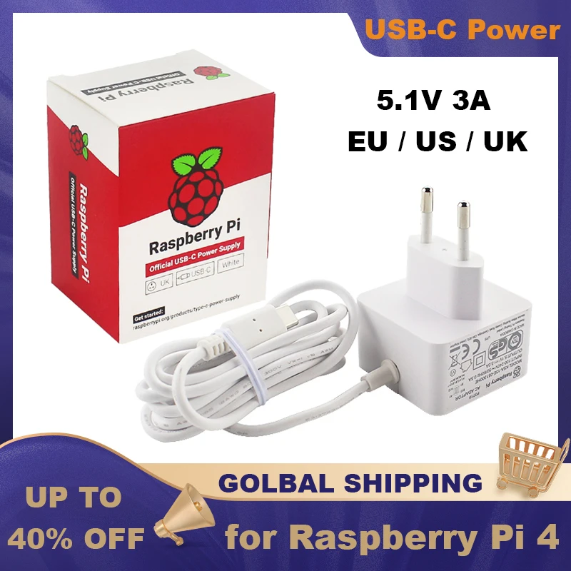 Alimentation Raspberry Pi 4 USB-C 5.1V- 3A -15w officielle