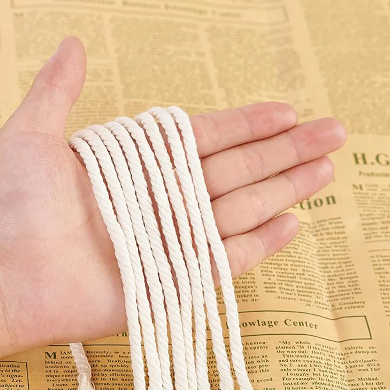 10-400M Natural Cotton Macrame Rope Cord Twisted String for DIY Crafts,Knitting & Wedding Decoration 1/2/3/4/5/6/8/10mm