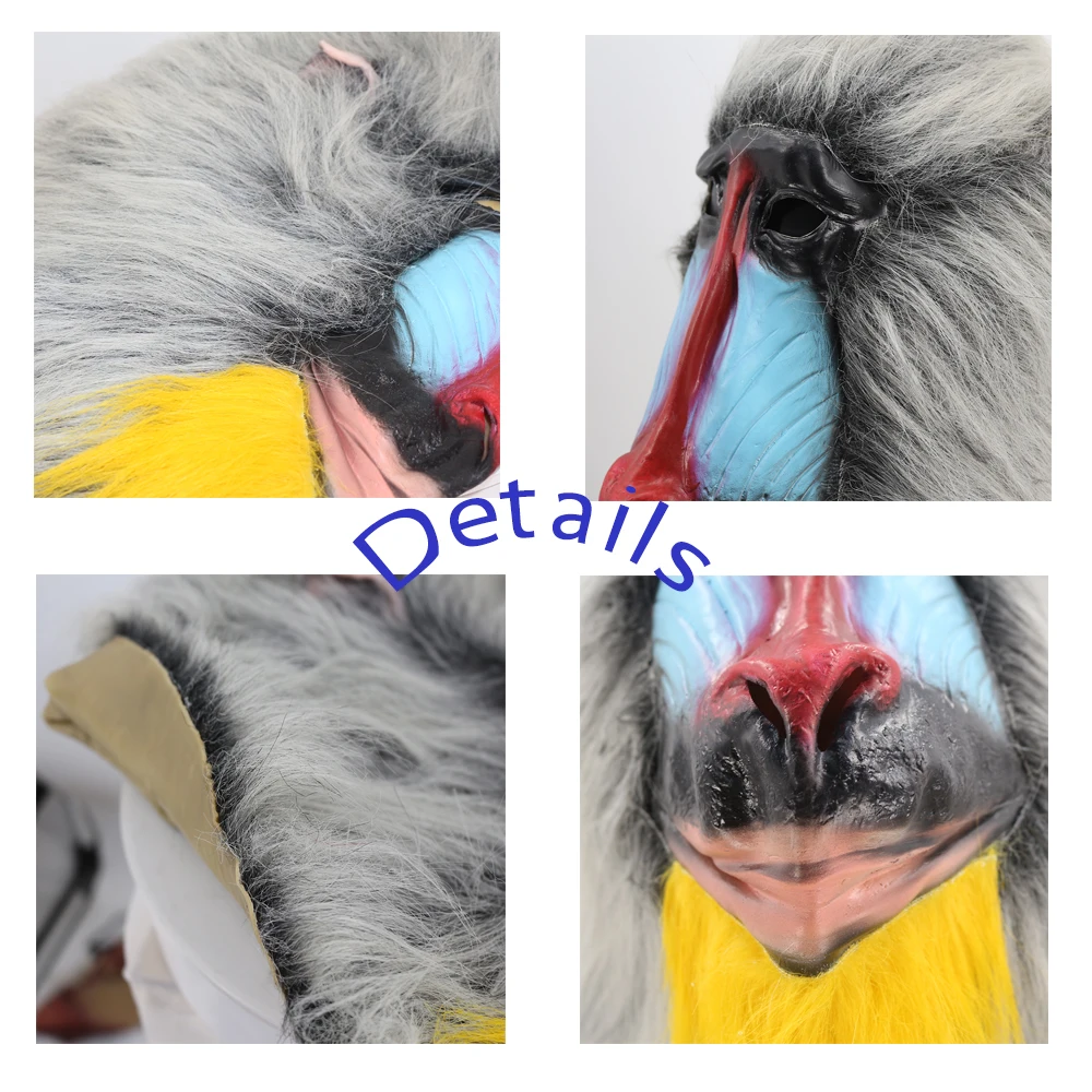 Animal Baboon Head Mask,Jungle Chimp Monkey Gorilla Mask Latex Costume Party