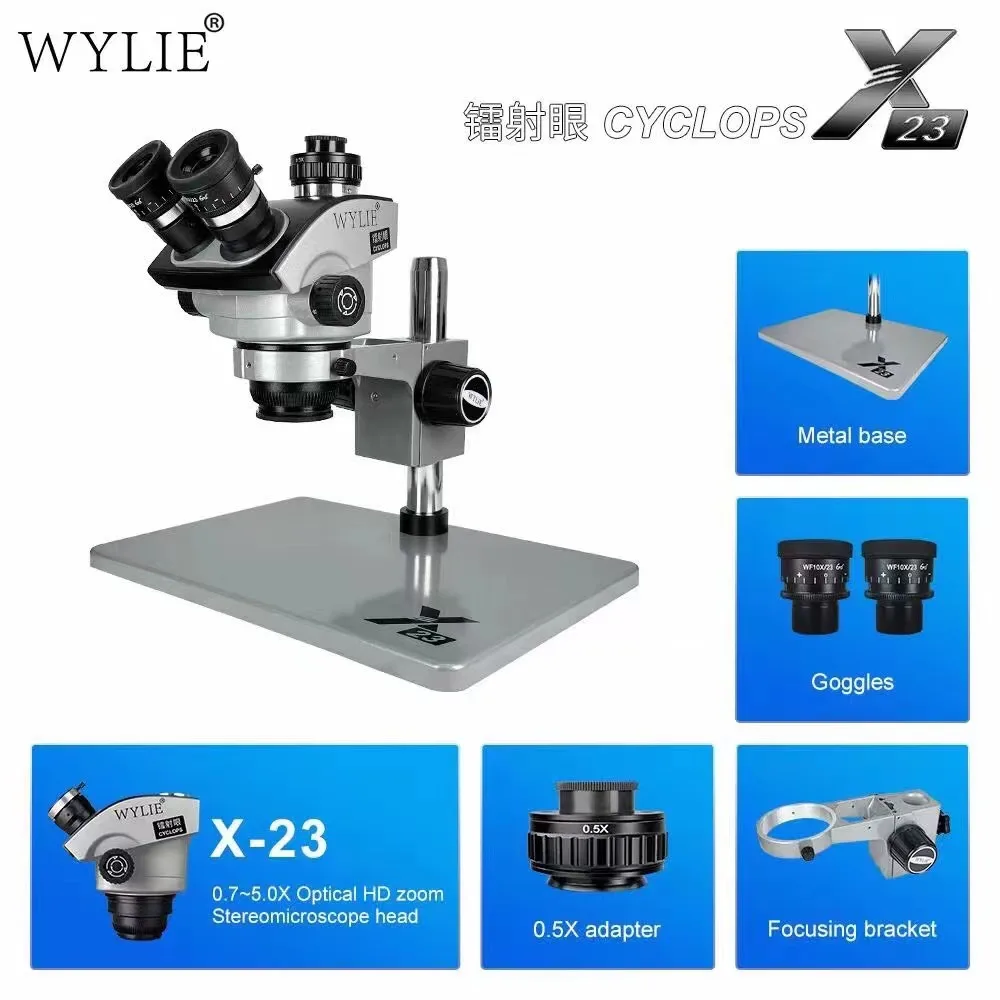 

Тринокулярный стереомикроскоп Wylie X23, HD лазерная камера для глаз, профессиональный зум для фото