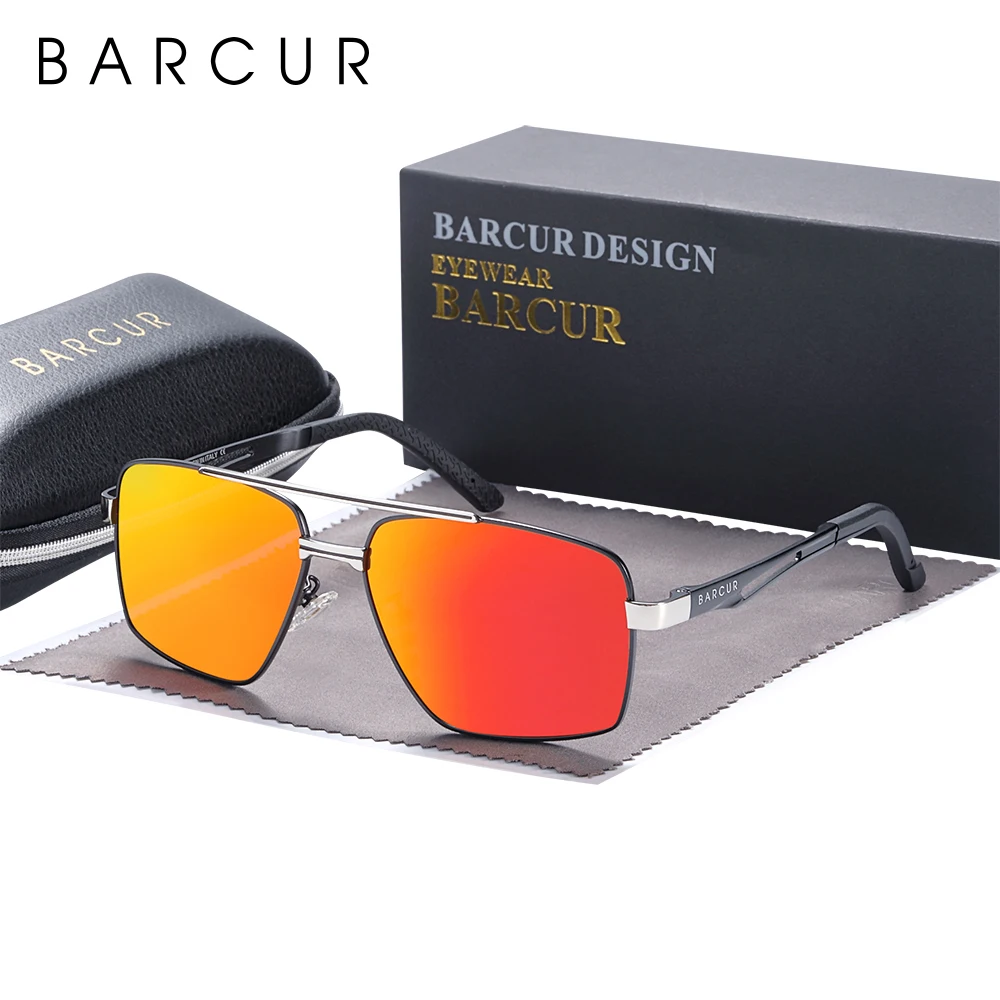 Barcur pilot stil metall rahmen marke sonnenbrille männer hd polarisiert frauen schattierungen fahren sonnenbrille spiegel uv400 – Detail 6