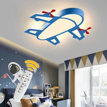 Kids Ceiling Light, Bedroom Blue Airplane Light Fixture, Flush Mount Light Fixture, Ceiling Light Fixtures 3000K-6000K with Remo 1
