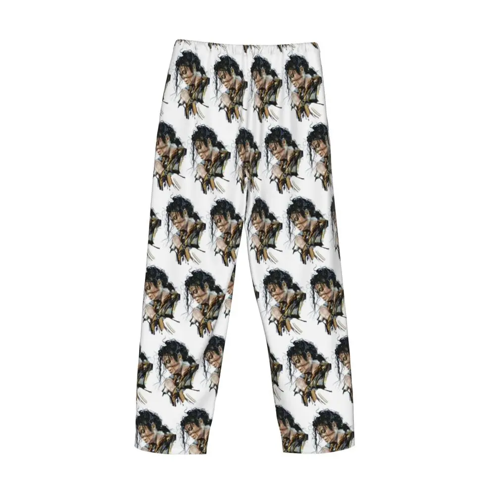 Custom Michael Jackson Musicians Singers Dancers Men Pajama Pants Lounge Sleep Sleepwear Bottoms with Pockets