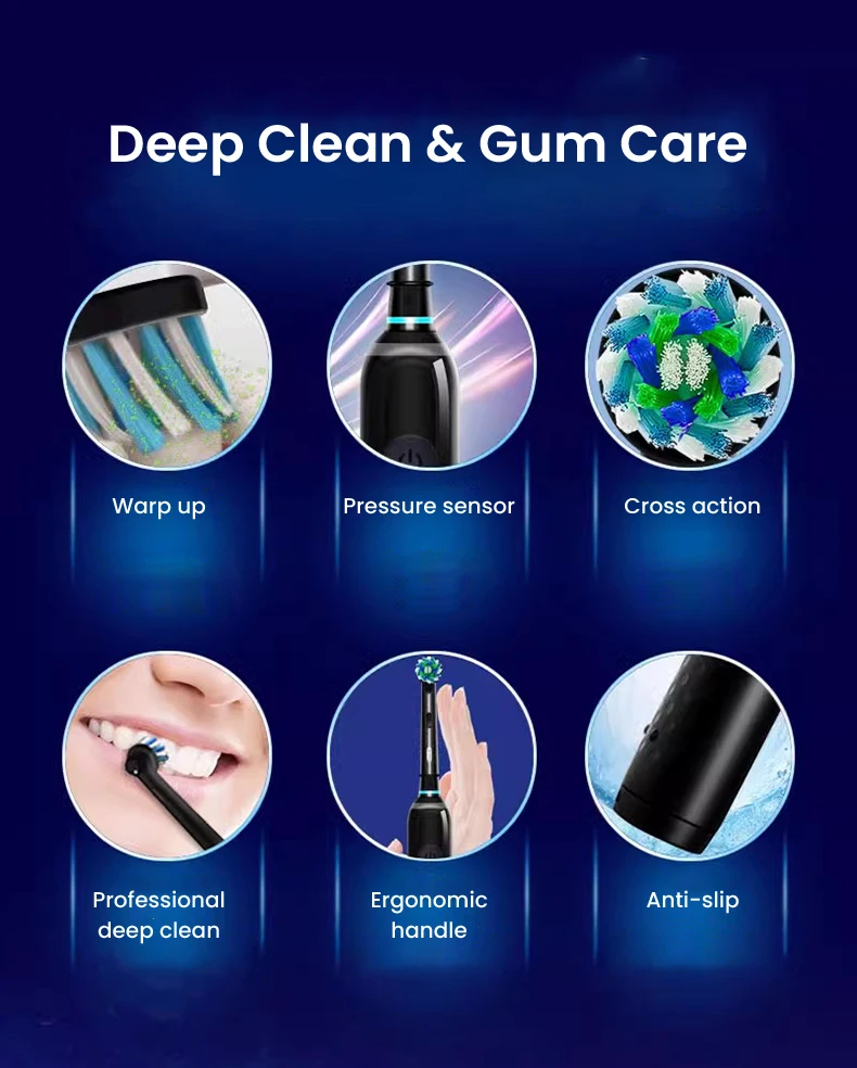 Oral B Pro4 울트라 스마트 센서 전동 칫솔 3D 소닉 로터리 클린 치아 껌 케어 4 가지 모드 충전식 칫솔