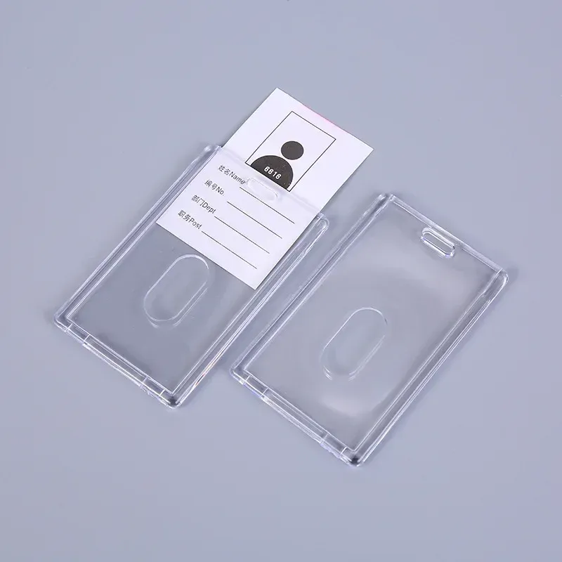 1pc Horizontal Vertical Badge Holder Acrylic Transparent Employee's Pass Bus Work Card Cover Case Working Permit Holder Sleeve